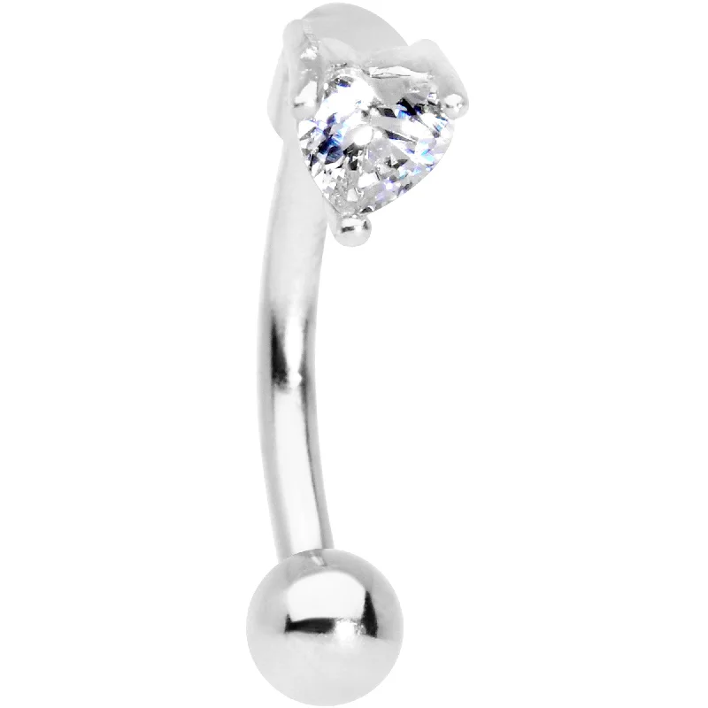 Women's Earrings – Elegant Designs for Every Personality--5/16 Clear Heart CZ Gem Fashionista Curved Eyebrow Rook Earring Women's Earrings – Elegant Designs for Every Personality--5/16 Clear Heart CZ Gem Fashionista Curved Eyebrow Rook Earring