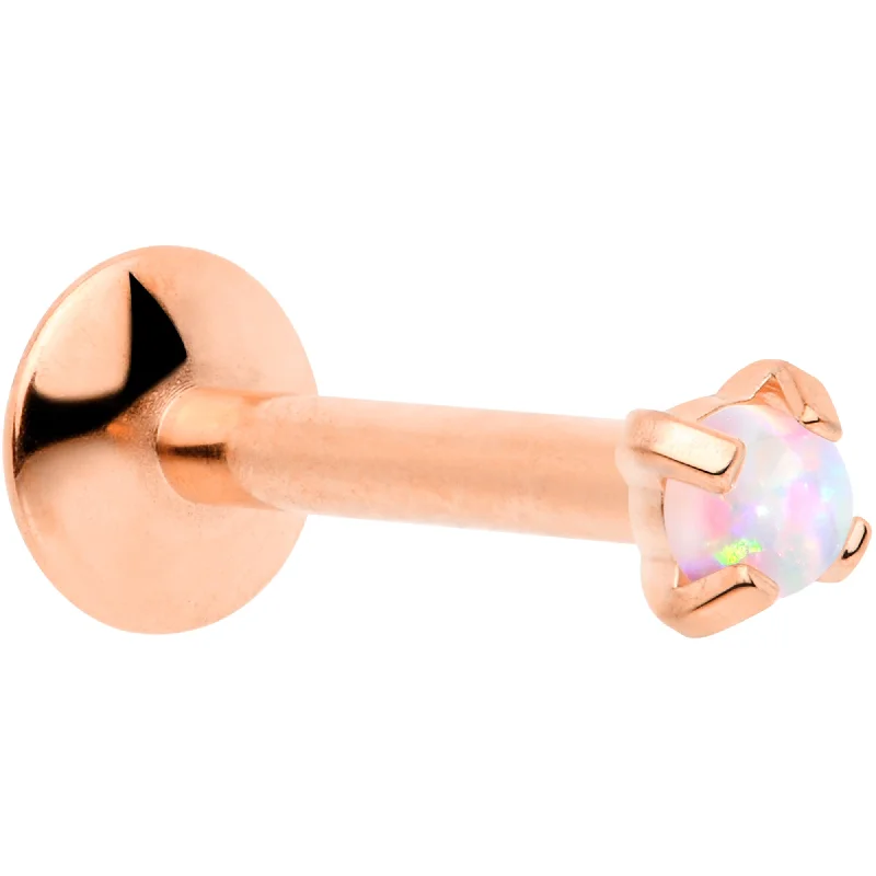 Designer Lip Rings for Fashionable Piercings16G 5/16 2mm Syn Opal Rose Gold G23 Titanium Internal Thread Labret Designer Lip Rings for Fashionable Piercings16G 5/16 2mm Syn Opal Rose Gold G23 Titanium Internal Thread Labret