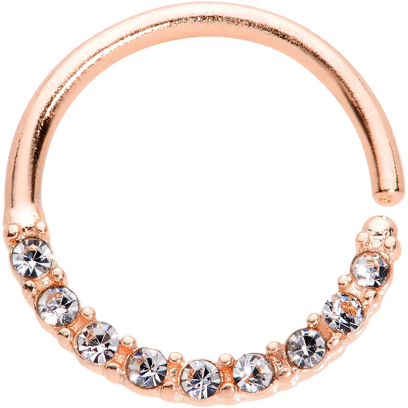 Women's Earrings – Elegant Designs for Every Personality--16 Gauge 3/8 Clear Gem Rose Gold Tone Elegance Seamless Circular Ring Women's Earrings – Elegant Designs for Every Personality--16 Gauge 3/8 Clear Gem Rose Gold Tone Elegance Seamless Circular Ring