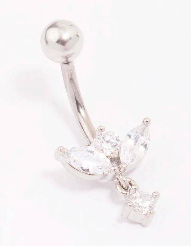Comfortable Belly Rings with Vibrant Shine -Titanium Cubic Zirconia Teardrop Dangle Belly Piercing Comfortable Belly Rings with Vibrant Shine -Titanium Cubic Zirconia Teardrop Dangle Belly Piercing
