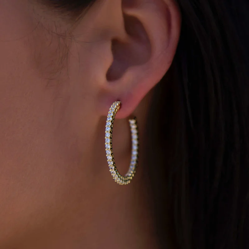 Women's Earrings – Elegant Designs for Every Personality--Small Eternity Hoop Earrings in Yellow Gold