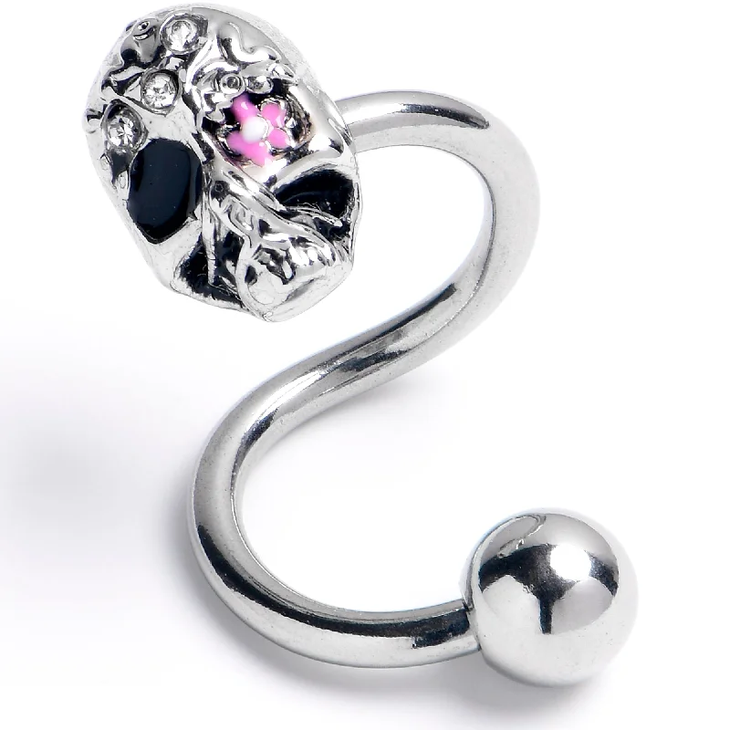 Beautiful Belly Rings with Dazzling Shine -Clear Gem Stylish Skull Spiral Twister Belly Ring Beautiful Belly Rings with Dazzling Shine -Clear Gem Stylish Skull Spiral Twister Belly Ring