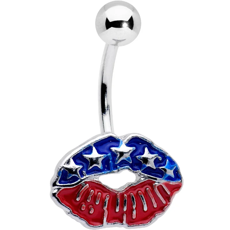 Sparkling Belly Rings for Beautiful Shine -Patriotic Kissy Lips Belly Ring