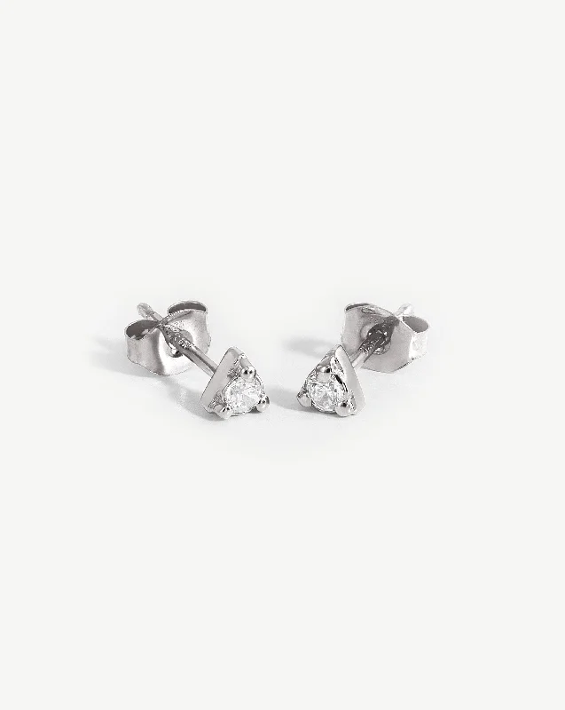 Women's Earrings – Elegant Designs for Every Personality--Prism Stud Earrings | Sterling Silver/Cubic Zirconia