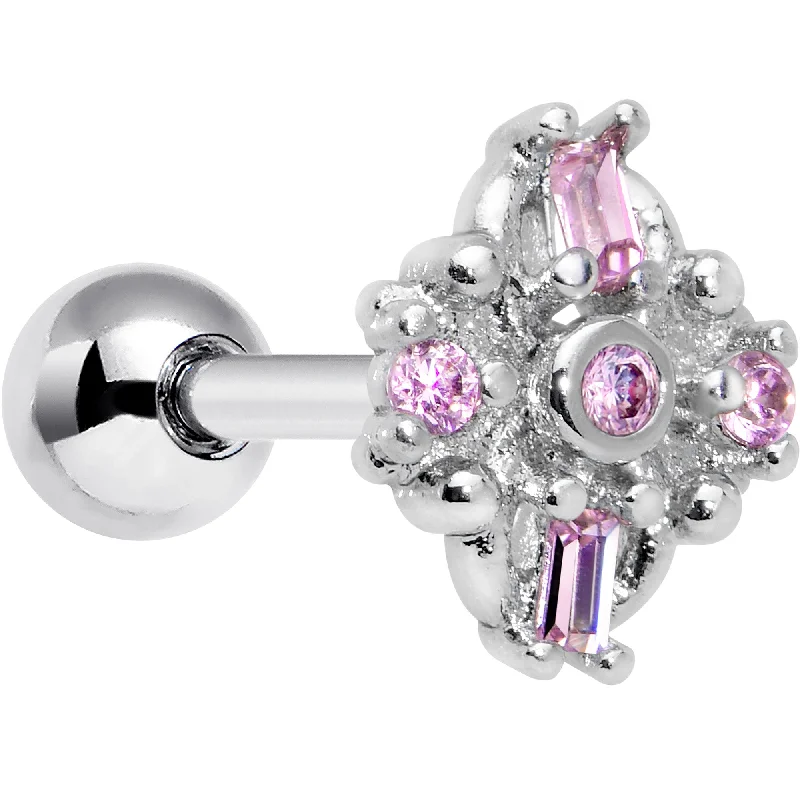 Women's Earrings – Elegant Designs for Every Personality--16 Gauge 1/4 Pink Gem Opulent Cross Cartilage Tragus Earring Women's Earrings – Elegant Designs for Every Personality--16 Gauge 1/4 Pink Gem Opulent Cross Cartilage Tragus Earring