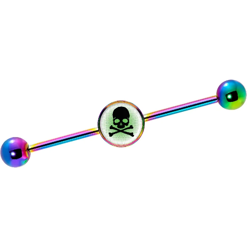 Women's Earrings – Elegant Designs for Every Personality--14 Gauge Green Rainbow Skull Rainbow Industrial Barbell 37mm Women's Earrings – Elegant Designs for Every Personality--14 Gauge Green Rainbow Skull Rainbow Industrial Barbell 37mm