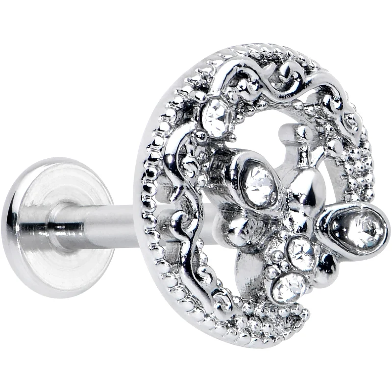 Designer Lip Rings with Sleek Finishes16 Gauge 5/16 Clear Gem Lunar Dragonfly Internally Threaded Labret Tragus Designer Lip Rings with Sleek Finishes16 Gauge 5/16 Clear Gem Lunar Dragonfly Internally Threaded Labret Tragus