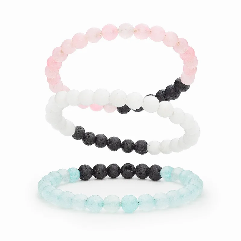 Statement Bangles for Women-Diffuser Bracelet 3-Pack (Blue/Pink)