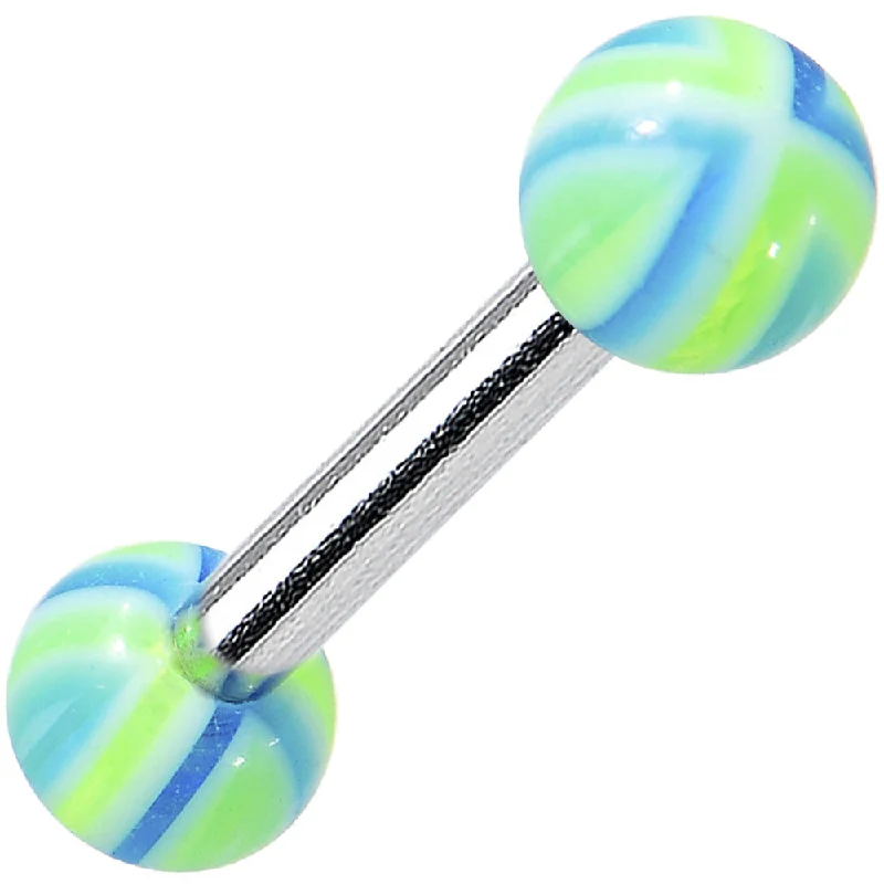 Women's Earrings – Elegant Designs for Every Personality--16 Gauge Green Aqua Acrylic Ocean Waves Barbell Eyebrow Ring 5/16