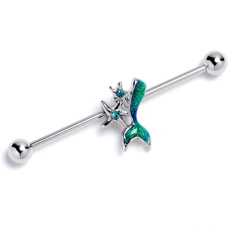 Women's Earrings – Elegant Designs for Every Personality--14 Gauge Green Gem Green Mermaids Tail Star Industrial Barbell 38mm Women's Earrings – Elegant Designs for Every Personality--14 Gauge Green Gem Green Mermaids Tail Star Industrial Barbell 38mm