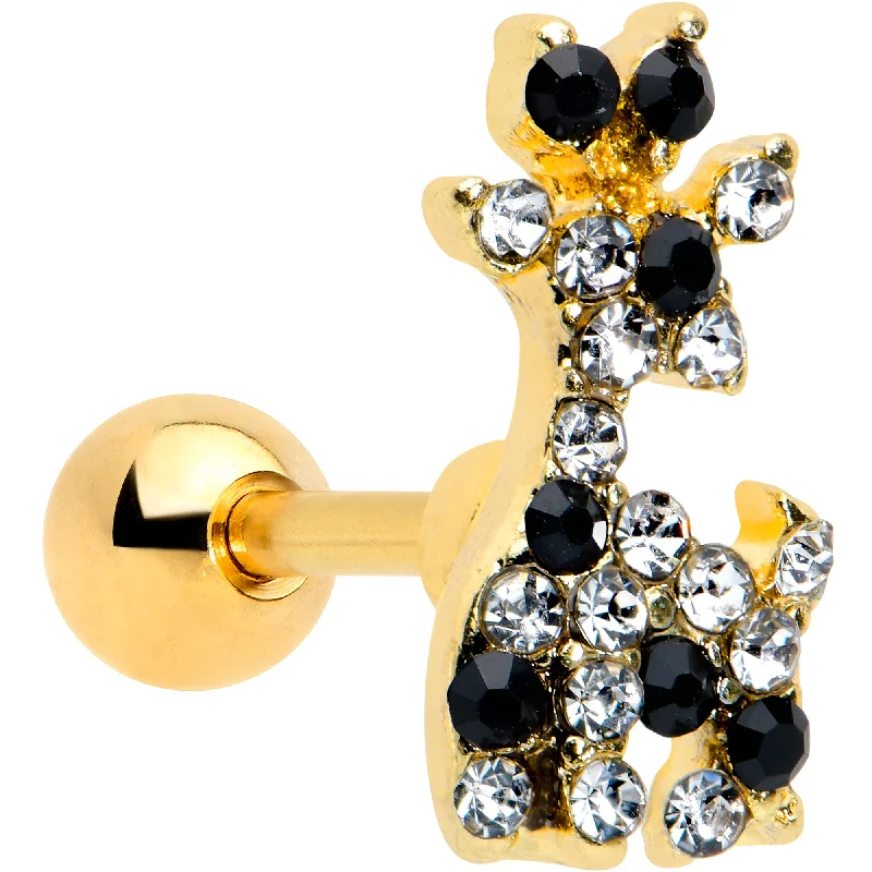 Women's Earrings – Elegant Designs for Every Personality--16 Gauge 1/4 Black Gem Gold Tone Decadent Deer Cartilage Tragus Women's Earrings – Elegant Designs for Every Personality--16 Gauge 1/4 Black Gem Gold Tone Decadent Deer Cartilage Tragus