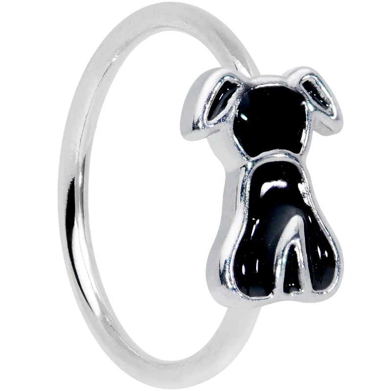 Nose Rings for Special Styling -18 Gauge 3/8 Black Sitting Dog Nose Hoop