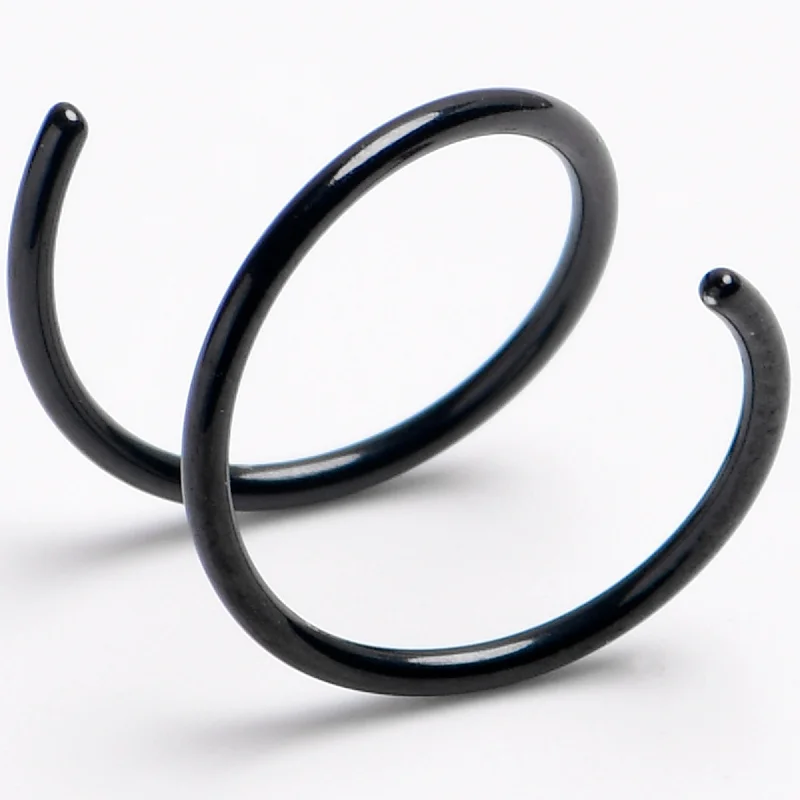 Comfortable Nose Rings for All Styles -20 Gauge Nose Ring Black 316L Steel Double Hoop RIGHT Spiral Nose Ring Comfortable Nose Rings for All Styles -20 Gauge Nose Ring Black 316L Steel Double Hoop RIGHT Spiral Nose Ring