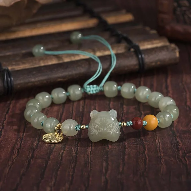 Personalized Gold Wedding Bangles for Women-Buddha Stones Chinese Zodiac Tiger Jade Blessing String Bracelet Personalized Gold Wedding Bangles for Women-Buddha Stones Chinese Zodiac Tiger Jade Blessing String Bracelet
