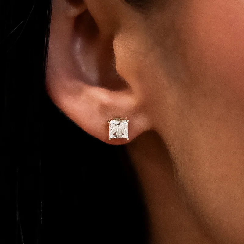 Women's Earrings – Elegant Designs for Every Personality--5mm Princess Cut Diamond Stud Earrings in Yellow Gold