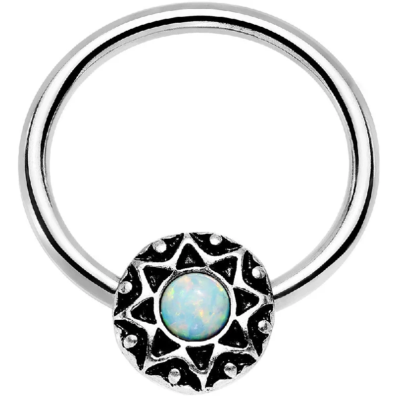Elegant Lip Rings for Daily Wear14 Gauge 9/16 White Faux Opal Steel Ornate Star Symbol Captive Ring Elegant Lip Rings for Daily Wear14 Gauge 9/16 White Faux Opal Steel Ornate Star Symbol Captive Ring