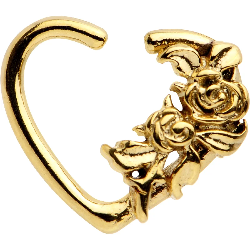 Women's Earrings – Elegant Designs for Every Personality--3/8 Gold PVD Rose Flower Bouquet Heart Left Daith Cartilage Tragus Earring Women's Earrings – Elegant Designs for Every Personality--3/8 Gold PVD Rose Flower Bouquet Heart Left Daith Cartilage Tragus Earring