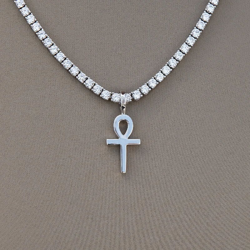 Shop Classic Women's Necklaces & Pendants with a Modern Twist-Micro Simple Ankh Cross in White Gold Shop Classic Women's Necklaces & Pendants with a Modern Twist-Micro Simple Ankh Cross in White Gold