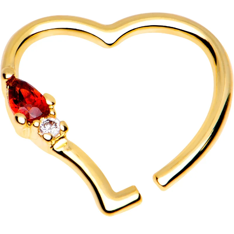 Women's Earrings – Elegant Designs for Every Personality--3/8 Red CZ Gem Gold Plated Free Heart Right Daith Cartilage Tragus Women's Earrings – Elegant Designs for Every Personality--3/8 Red CZ Gem Gold Plated Free Heart Right Daith Cartilage Tragus