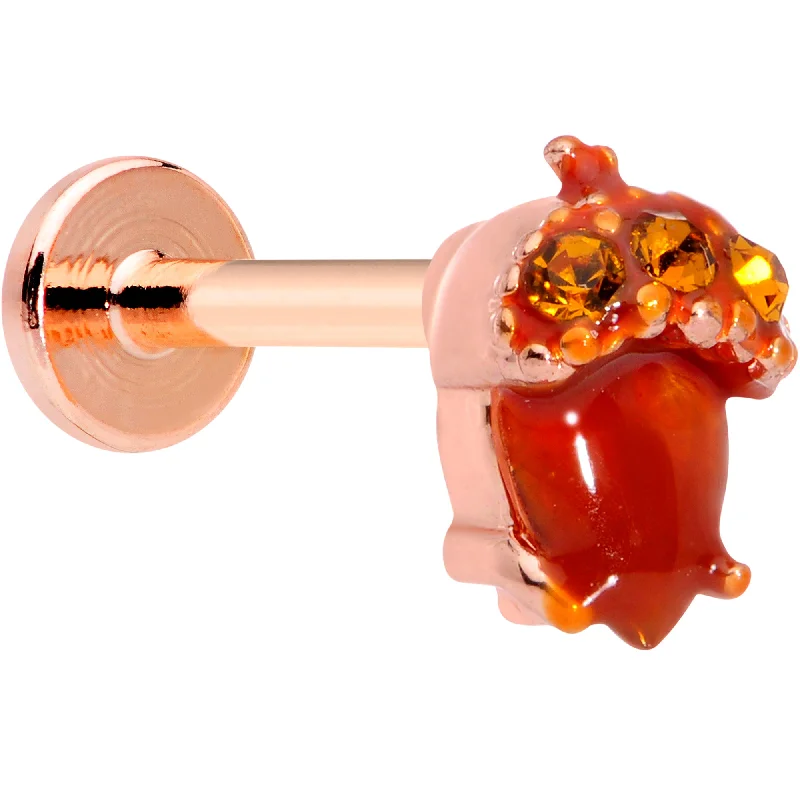 Elegant Lip Rings with Classic Appeal16 Gauge 5/16 Rose Gold Hue Brown Gem Fall Acorn Labret Monroe Tragus