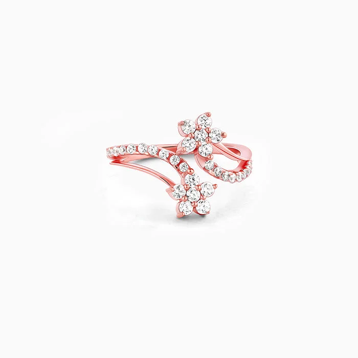 Chic Women's Rings for Fashion-Forward Looks-Rose Gold Swish of Shine Ring