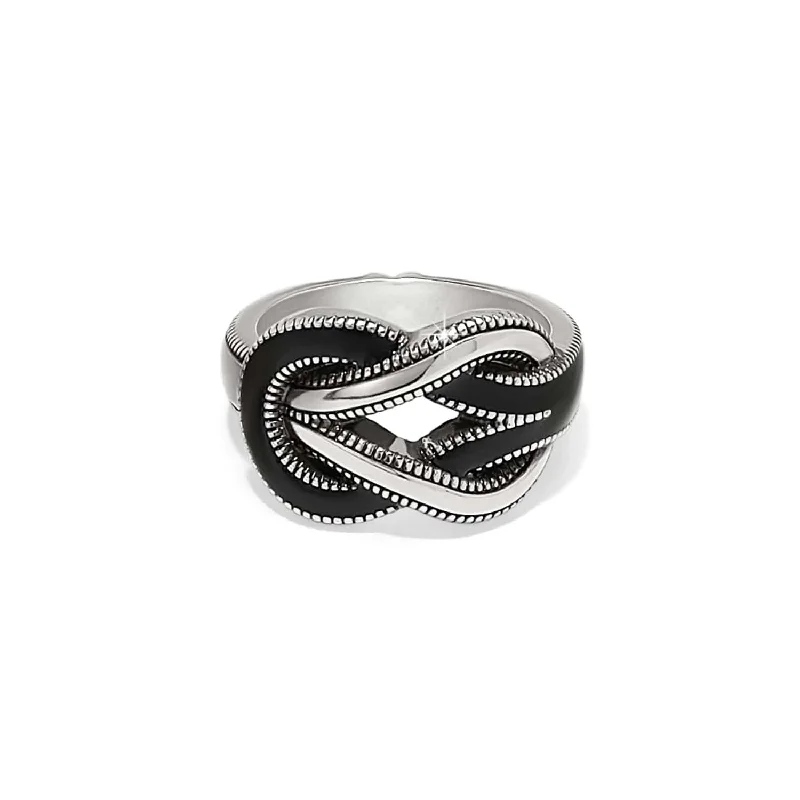 Chic Women's Rings for Fashion-Forward Looks-Interlok Harmony Black Ring