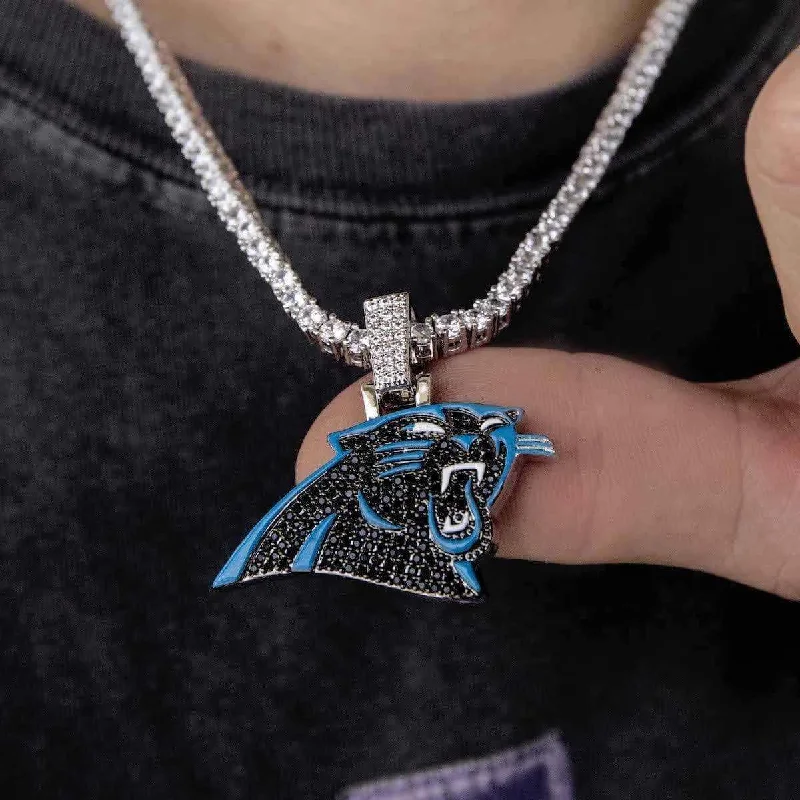 Men's Bracelets with Leather Straps-Carolina Panthers Official NFL Pendant