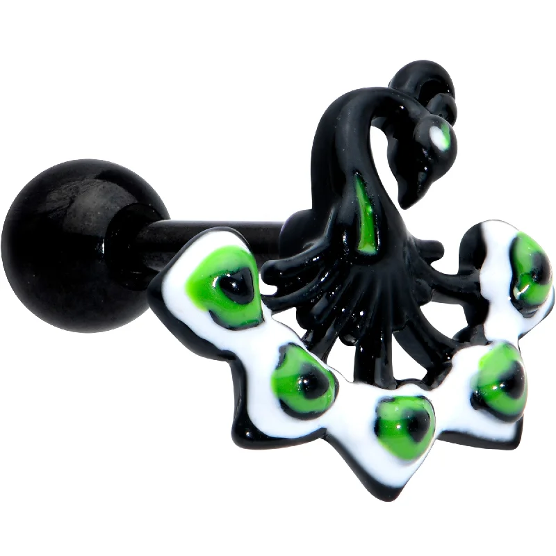Women's Earrings – Elegant Designs for Every Personality--16 Gauge 1/4 Black Green Perfect Peacock Cartilage Tragus Earring Women's Earrings – Elegant Designs for Every Personality--16 Gauge 1/4 Black Green Perfect Peacock Cartilage Tragus Earring
