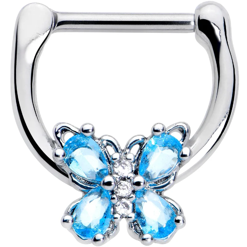 Nose Rings for Long-Lasting Wear -16 Gauge 5/16 Blue Gem Baroque Beauty Butterfly Cartilage Clicker Nose Rings for Long-Lasting Wear -16 Gauge 5/16 Blue Gem Baroque Beauty Butterfly Cartilage Clicker