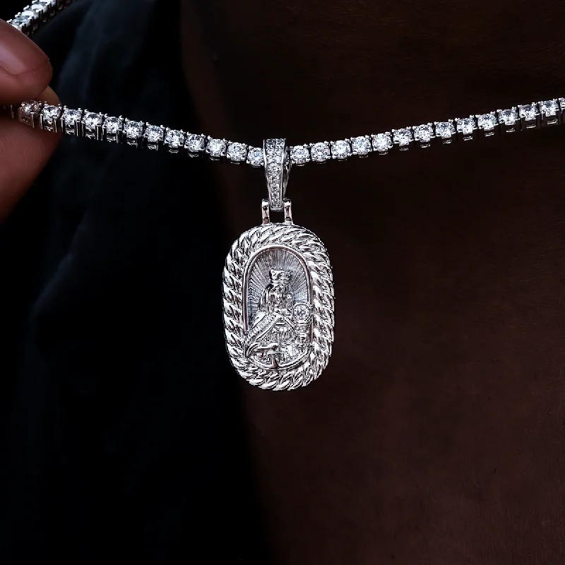 Exclusive Men's Necklaces & Pendants for the Modern Gentleman-Icon Crowned Mary Pendant in White Gold Exclusive Men's Necklaces & Pendants for the Modern Gentleman-Icon Crowned Mary Pendant in White Gold