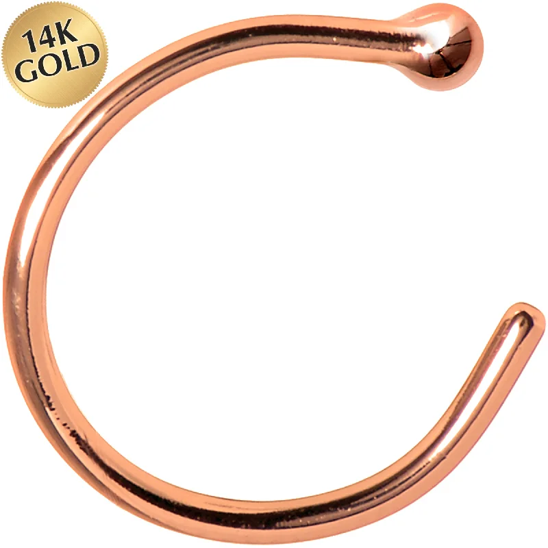 Elegant Nose Rings with Classic Touch -20 Gauge 5/16 Solid 14KT Rose Gold Nose Hoop