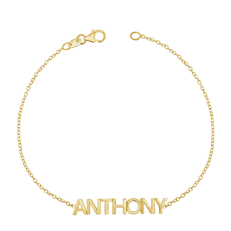 Engraved Metal Bracelets for Men-Block Letter Name Bracelet