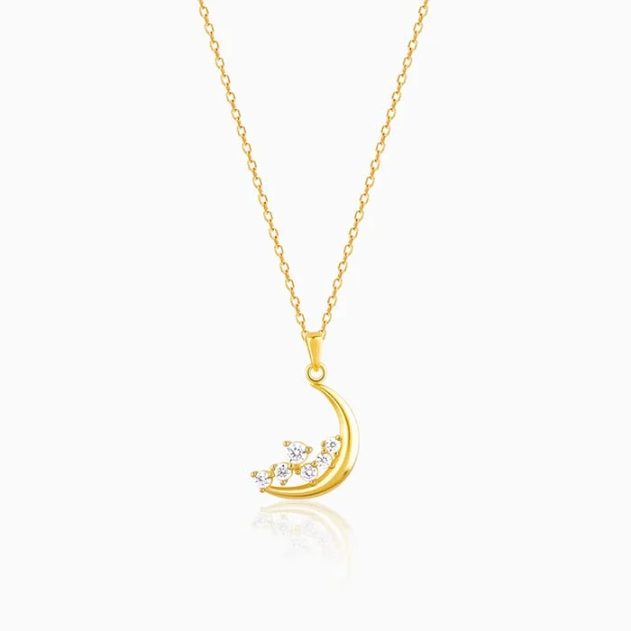 Shop Classic Women's Necklaces & Pendants with a Modern Twist-Golden Romancing On The Moon Pendant with Link Chain Shop Classic Women's Necklaces & Pendants with a Modern Twist-Golden Romancing On The Moon Pendant with Link Chain