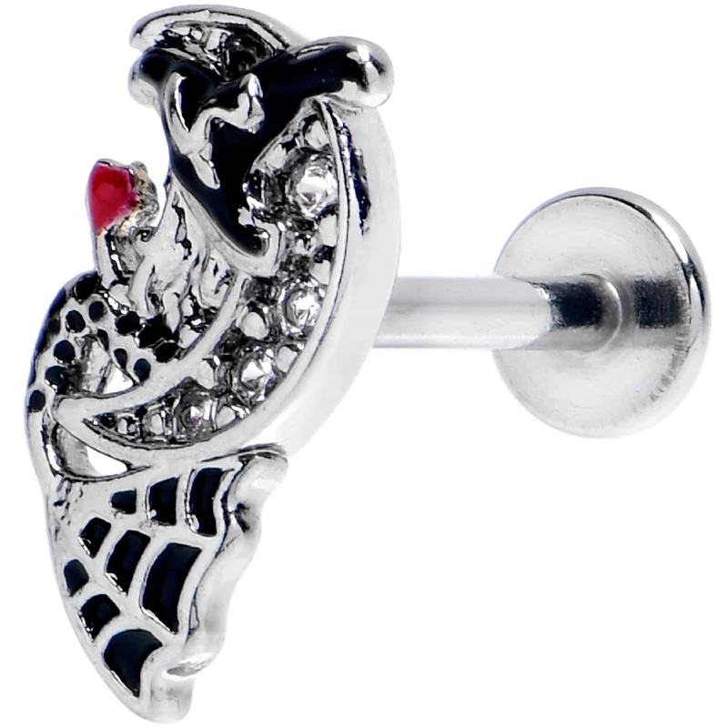 Lip Rings for Bold Fashion Statements16 Gauge 5/16 Clear Gem Crescent Moon Witch Labret Monroe Tragus