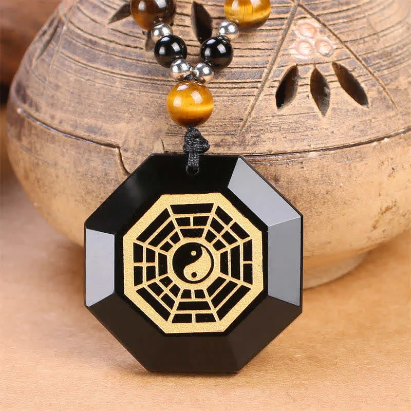 Shop Classic Women's Necklaces & Pendants with a Modern Twist-Buddha Stones Bagua Yin Yang Black Obsidian Purification Beaded Necklace Pendant Shop Classic Women's Necklaces & Pendants with a Modern Twist-Buddha Stones Bagua Yin Yang Black Obsidian Purification Beaded Necklace Pendant