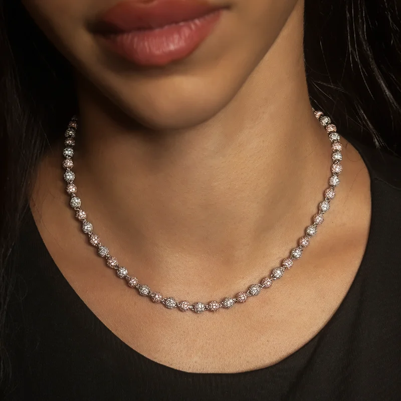 Shop Classic Women's Necklaces & Pendants with a Modern Twist-Iced Ball Necklace in Rose/White Gold- 4mm Shop Classic Women's Necklaces & Pendants with a Modern Twist-Iced Ball Necklace in Rose/White Gold- 4mm
