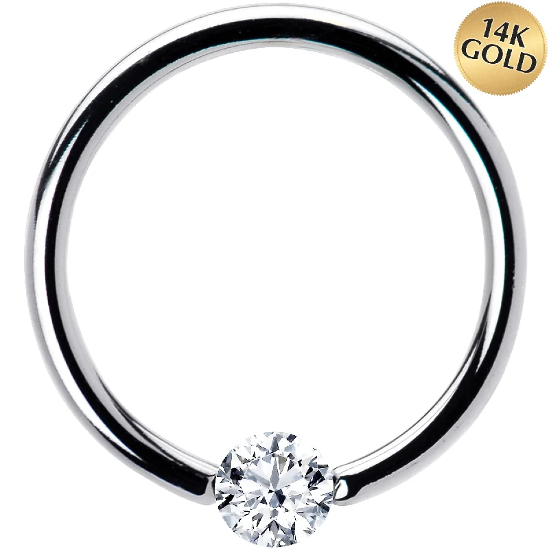 Designer Lip Rings with Gold Accents16 Gauge 1/2 Solid 14k White Gold 3mm Clear Cubic Zirconia Tension Captive Ring Designer Lip Rings with Gold Accents16 Gauge 1/2 Solid 14k White Gold 3mm Clear Cubic Zirconia Tension Captive Ring