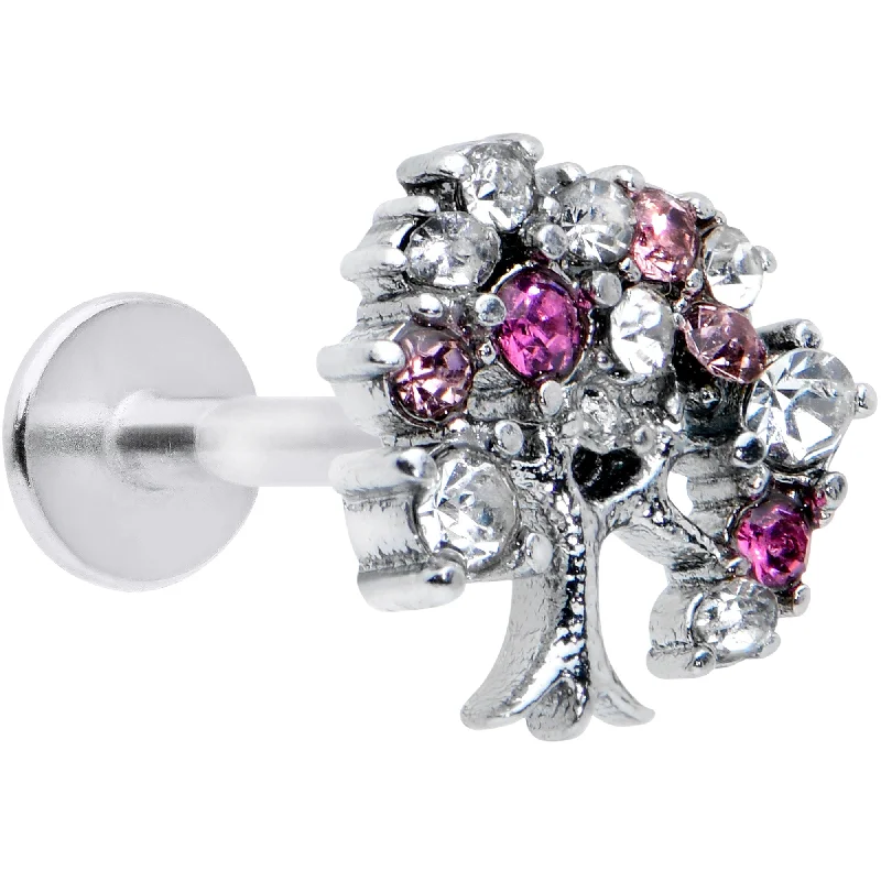 Lip Rings with Shiny Accents for Subtle Glam16 Gauge 5/16 Clear Pink Gem Luscious Fruit Tree Labret Monroe Tragus