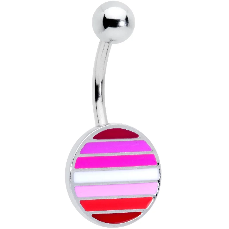 Belly Rings with Bold and Unique Stones -Pink Red White Lesbian Pride Flag Belly Ring Belly Rings with Bold and Unique Stones -Pink Red White Lesbian Pride Flag Belly Ring