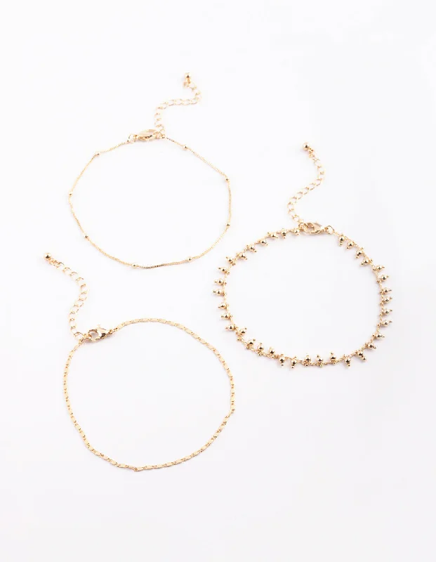 Sparkling Anklets for Fashion Statements-Gold Plated Dainty Anklet Pack