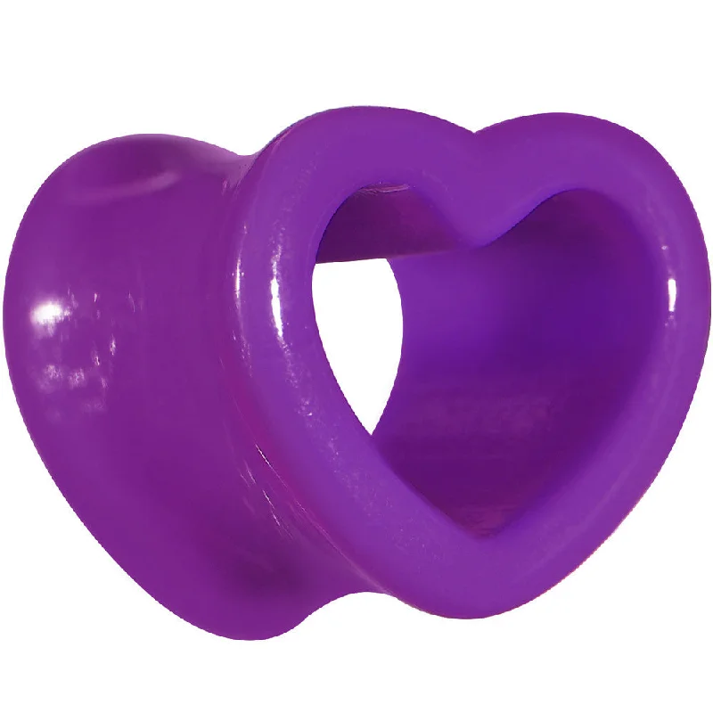 Women's Earrings – Elegant Designs for Every Personality--1/2 Purple Acrylic Hollow Heart Tunnel