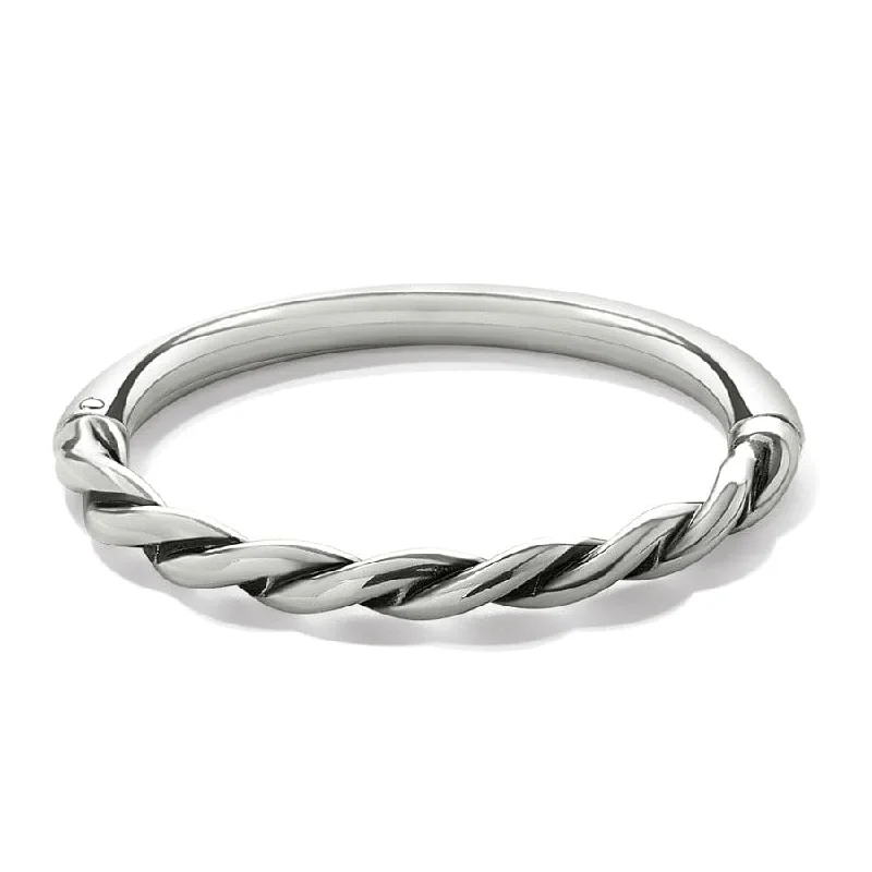 Simple Sterling Silver Bangles for Women-Interlok Twist Hinged Bangle