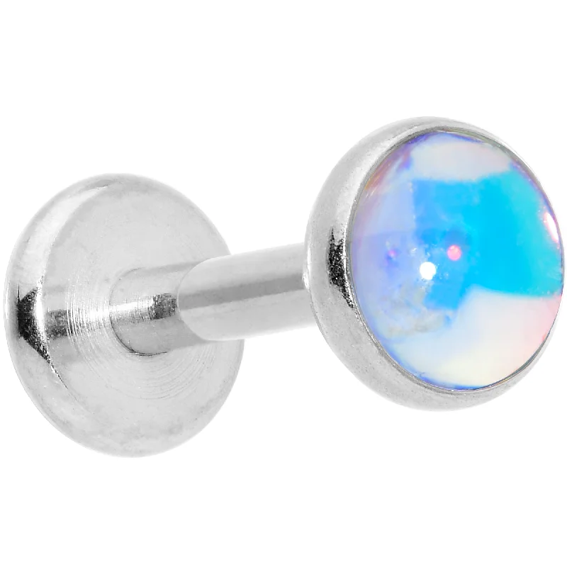 Lip Rings for Edgy Fashionistas16 Gauge 1/4 Blue Faux Opal Internally Threaded Labret Monroe Tragus Lip Rings for Edgy Fashionistas16 Gauge 1/4 Blue Faux Opal Internally Threaded Labret Monroe Tragus
