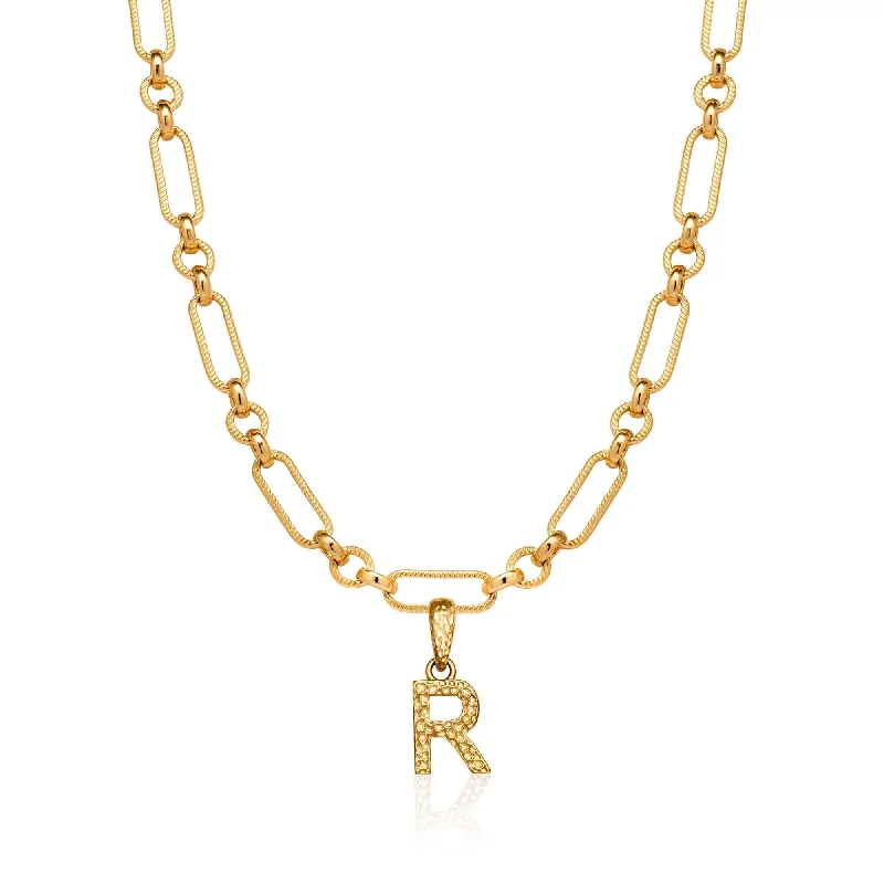 Shop Classic Women's Necklaces & Pendants with a Modern Twist-Hammered Initial Figaro Chain Necklace (Gold) Shop Classic Women's Necklaces & Pendants with a Modern Twist-Hammered Initial Figaro Chain Necklace (Gold)