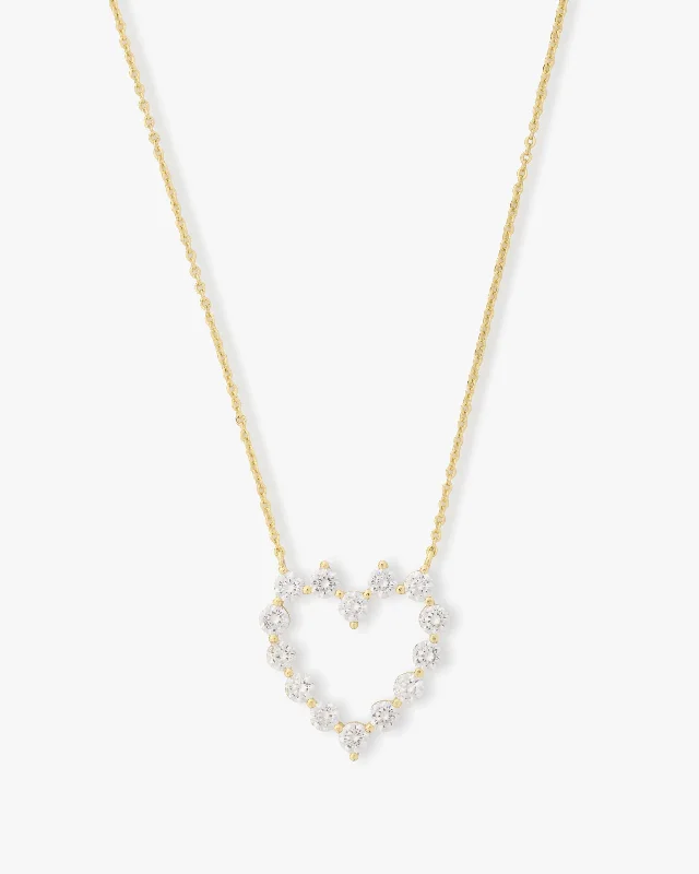 Shop Classic Women's Necklaces & Pendants with a Modern Twist-She's an Icon Baby Heart Necklace - Gold|White Diamondettes Shop Classic Women's Necklaces & Pendants with a Modern Twist-She's an Icon Baby Heart Necklace - Gold|White Diamondettes