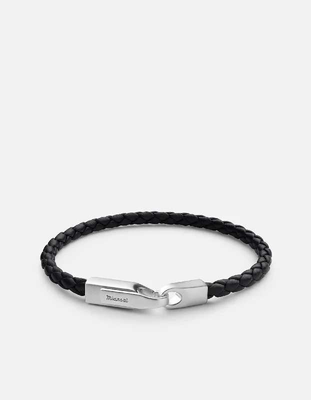 Men's Friendship Beaded Bracelets-Crew Leather Bracelet, Matte Silver
