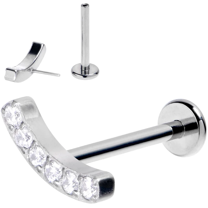 Silver Lip Rings for Cool, Clean Look16 Gauge 3/8 Clear Gem Arc Grade 23 Titanium Threadless Push In Labret Tragus Silver Lip Rings for Cool, Clean Look16 Gauge 3/8 Clear Gem Arc Grade 23 Titanium Threadless Push In Labret Tragus