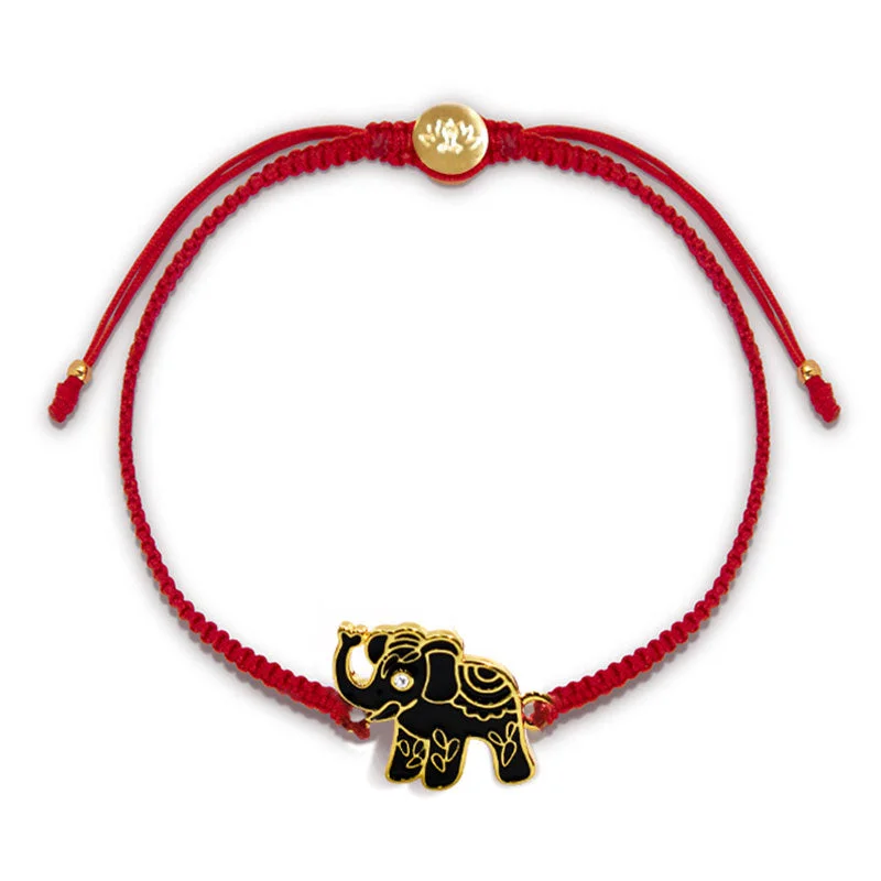 Women's Bangles with Engraved Initials-Tibetan Handmade Wise Future Elephant Red String Bracelet