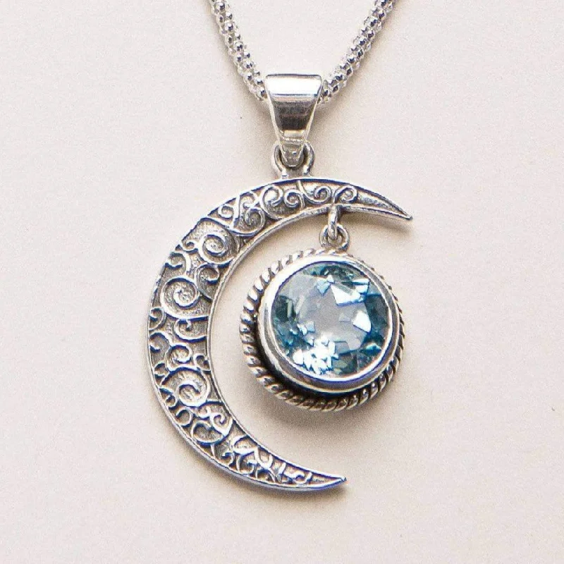 Exclusive Men's Necklaces & Pendants for the Modern Gentleman-Gemstone Silver Moon Pendant Necklace Exclusive Men's Necklaces & Pendants for the Modern Gentleman-Gemstone Silver Moon Pendant Necklace