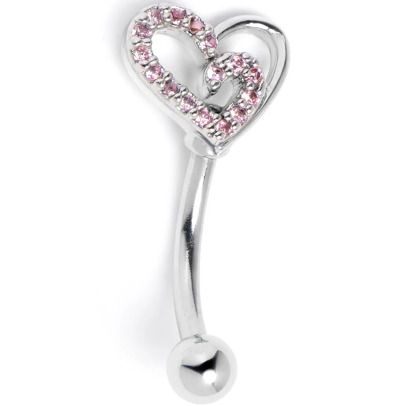 Women's Earrings – Elegant Designs for Every Personality--16 Gauge 5/16 Pink Gem Asymmetrical Heart Curved Eyebrow Ring Women's Earrings – Elegant Designs for Every Personality--16 Gauge 5/16 Pink Gem Asymmetrical Heart Curved Eyebrow Ring